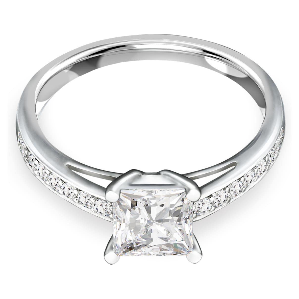ATTRACT RING PAVE WHITE RHODIUM PLATED
