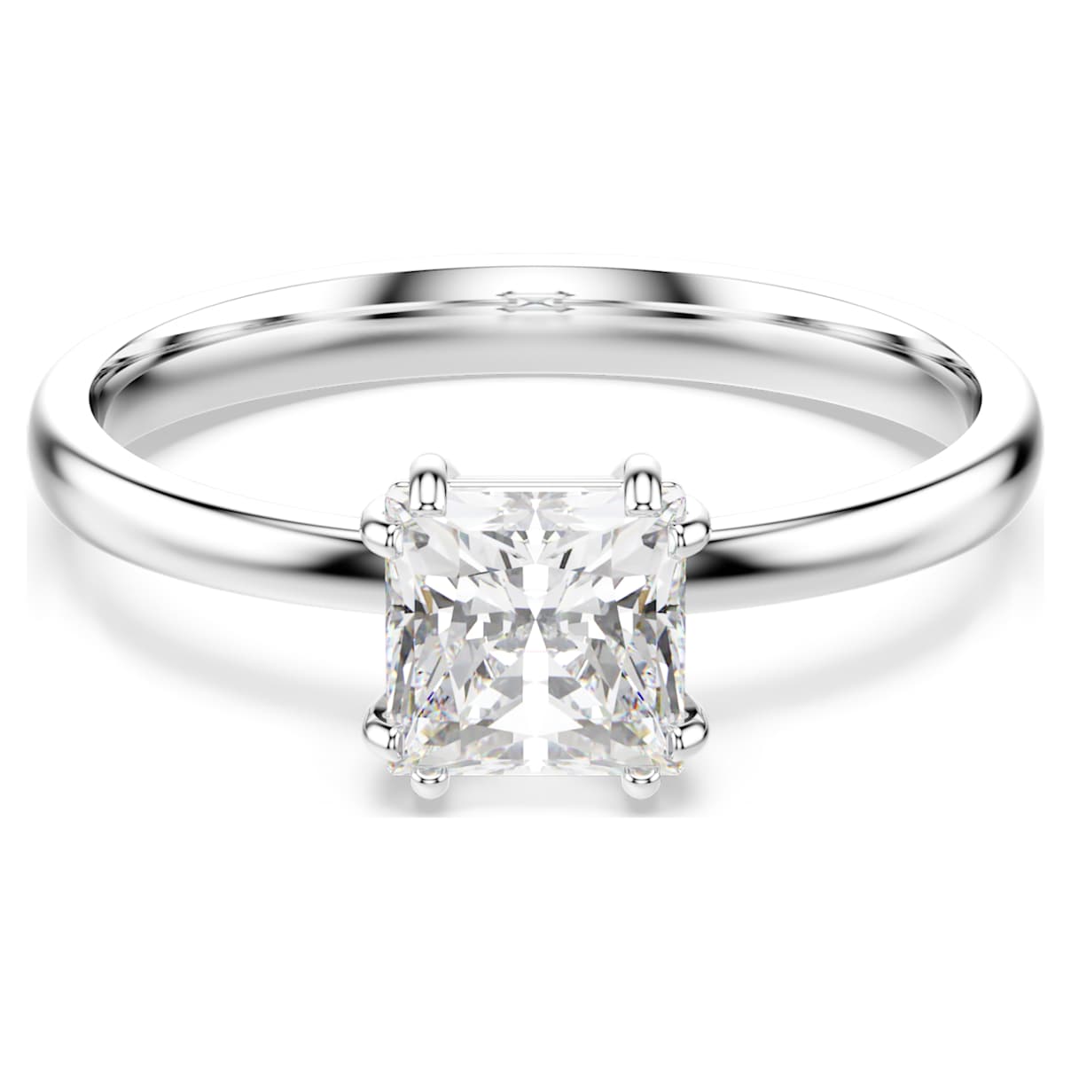 ATTRACT RING SQUARE CUT WHITE RHODIUM PLATED