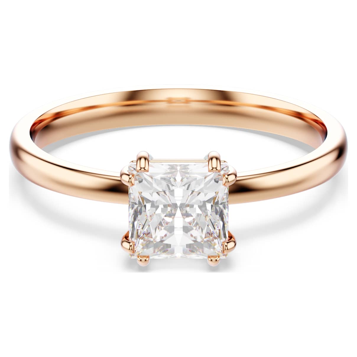 ATTRACT RING SQUARE CUT WHITE ROSE GOLD TONE PLATED