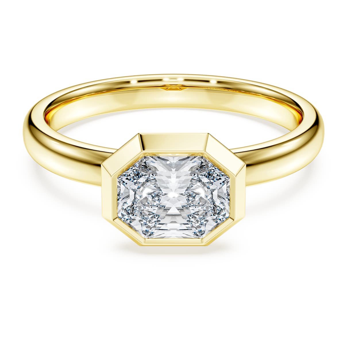 OCTAGON BEZEL RING LAB GROWN DIAMONDS 1 0 CT TW OCTAGON SHAPE 14K YELLOW GOLD