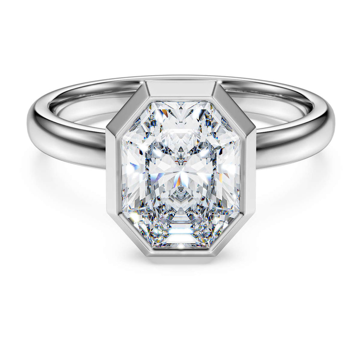 OCTAGON BEZEL RING LAB GROWN DIAMONDS 2 0 CT TW OCTAGON SHAPE 14K WHITE GOLD