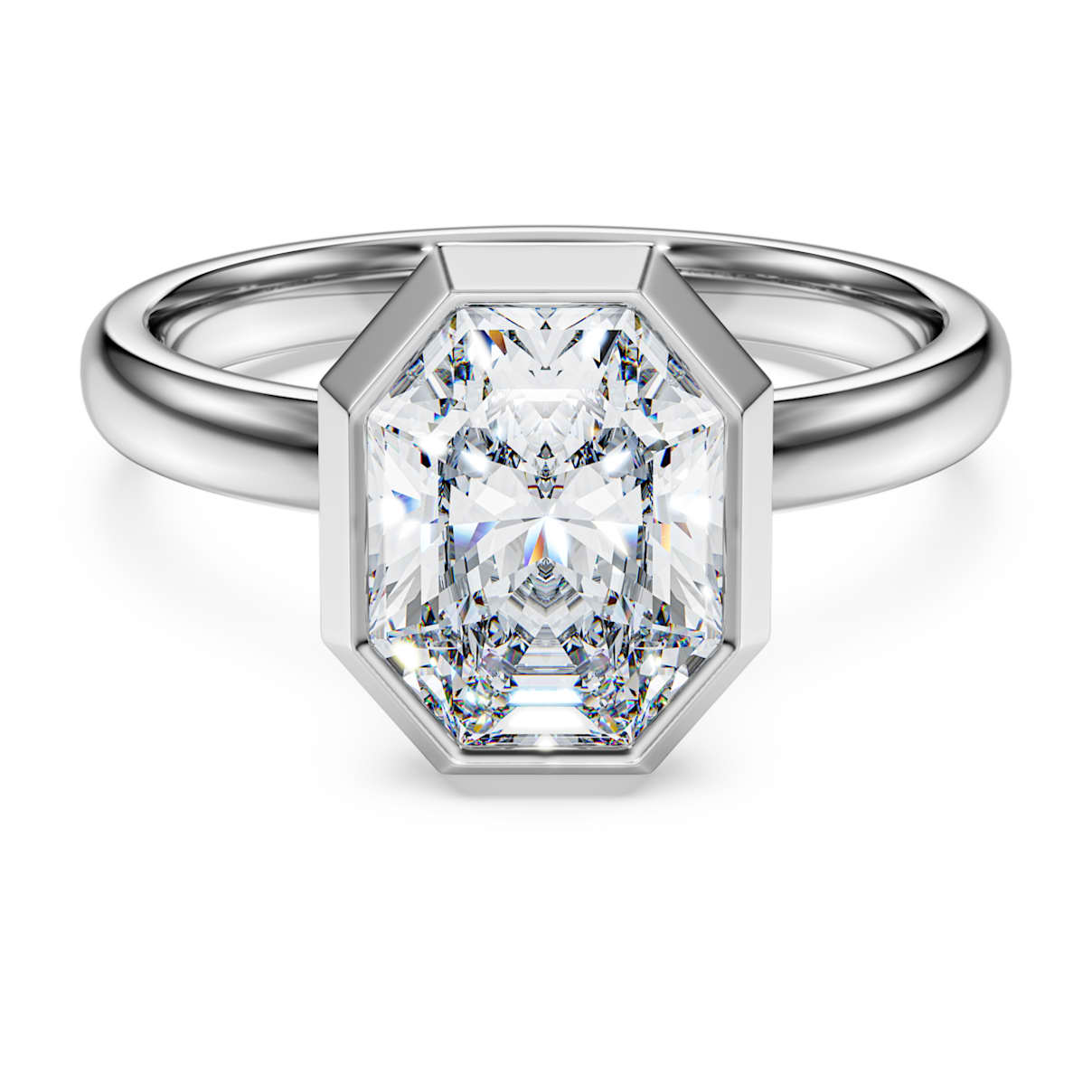 OCTAGON BEZEL RING LAB GROWN DIAMONDS 2 0 CT TW OCTAGON SHAPE 14K WHITE GOLD