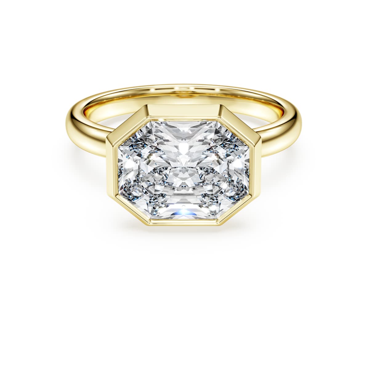 OCTAGON BEZEL RING LAB GROWN DIAMONDS 3 0 CT TW OCTAGON SHAPE 14K YELLOW GOLD