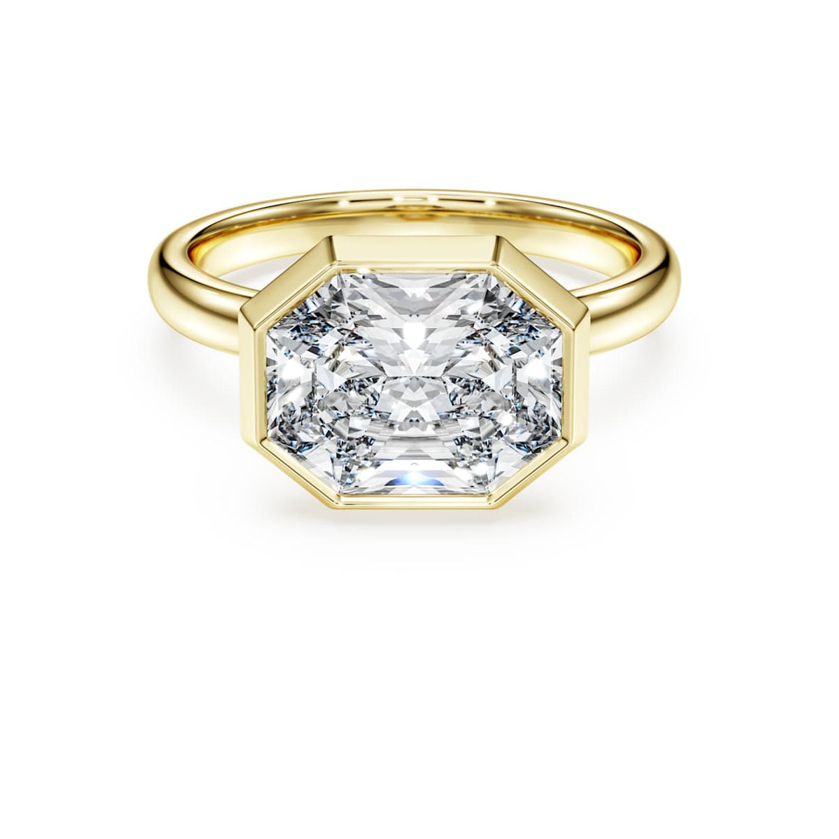 OCTAGON BEZEL RING LAB GROWN DIAMONDS 3 0 CT TW OCTAGON SHAPE 14K YELLOW GOLD