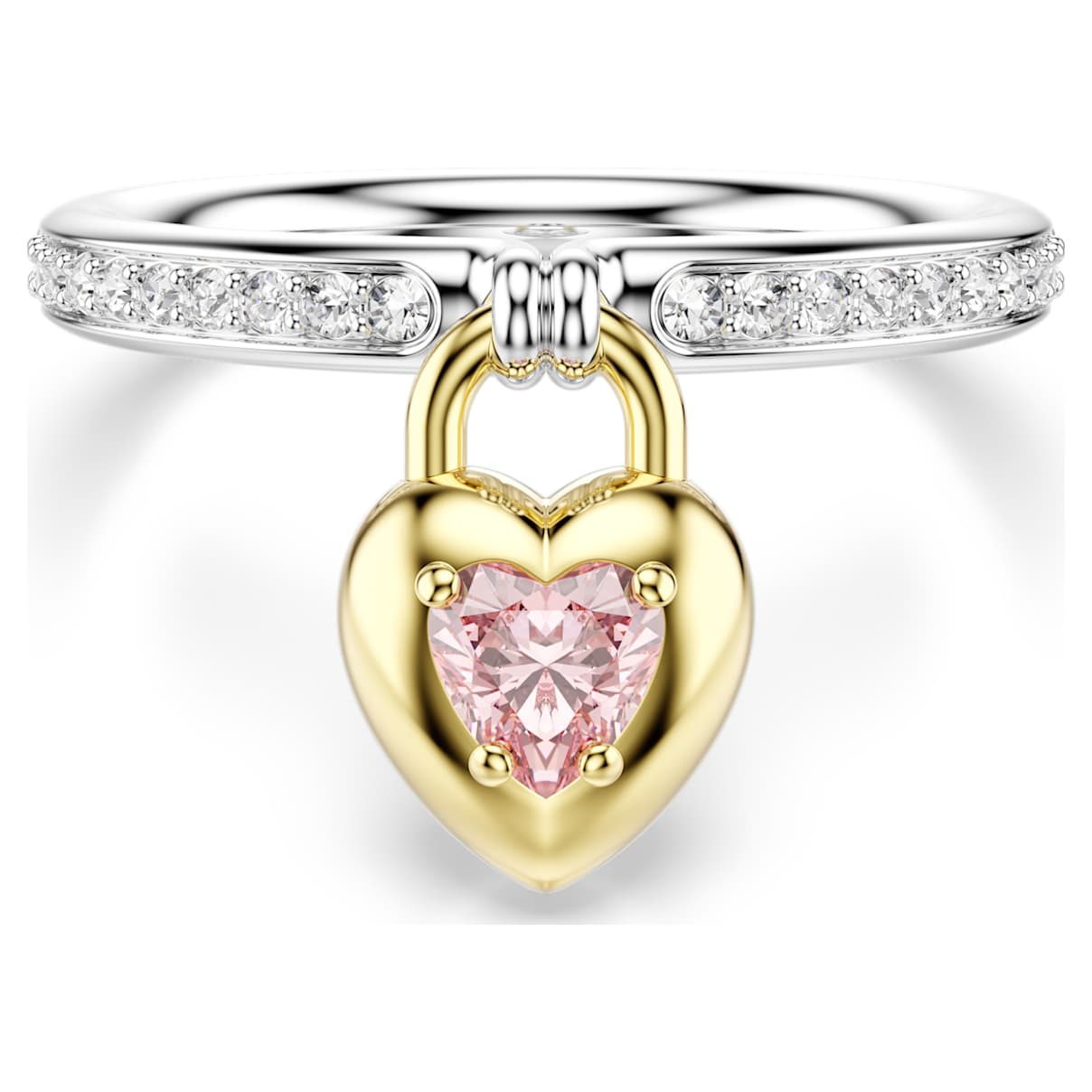 IDYLLIA MOTIF RING MIXED CUTS HEART PINK MIXED METAL FINISH