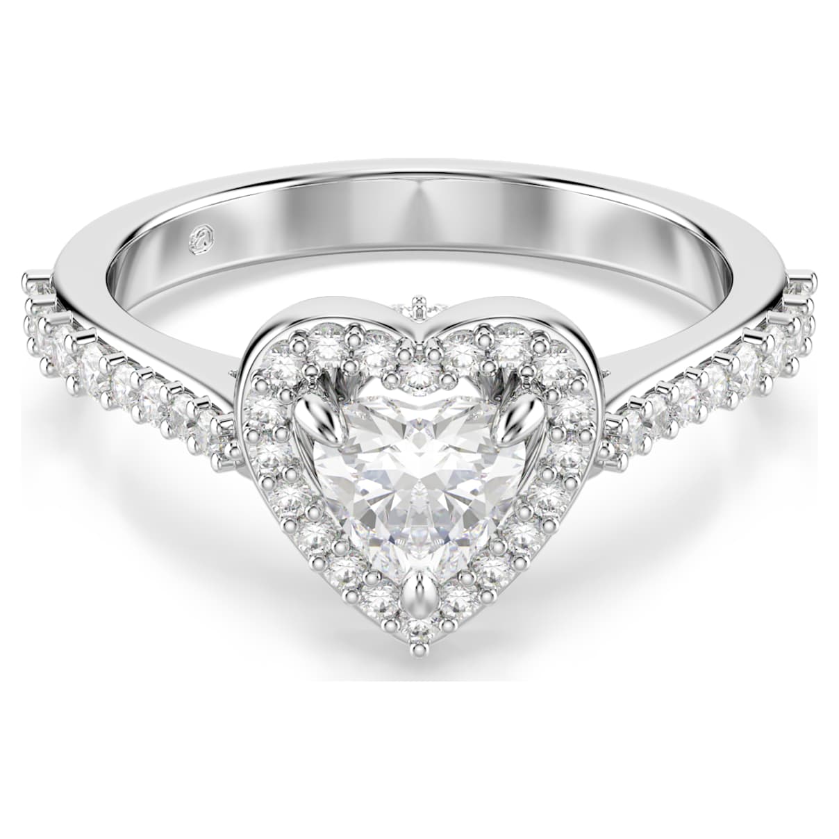 UNA ANGELIC MOTIF RING MIXED CUTS HEART WHITE RHODIUM PLATED