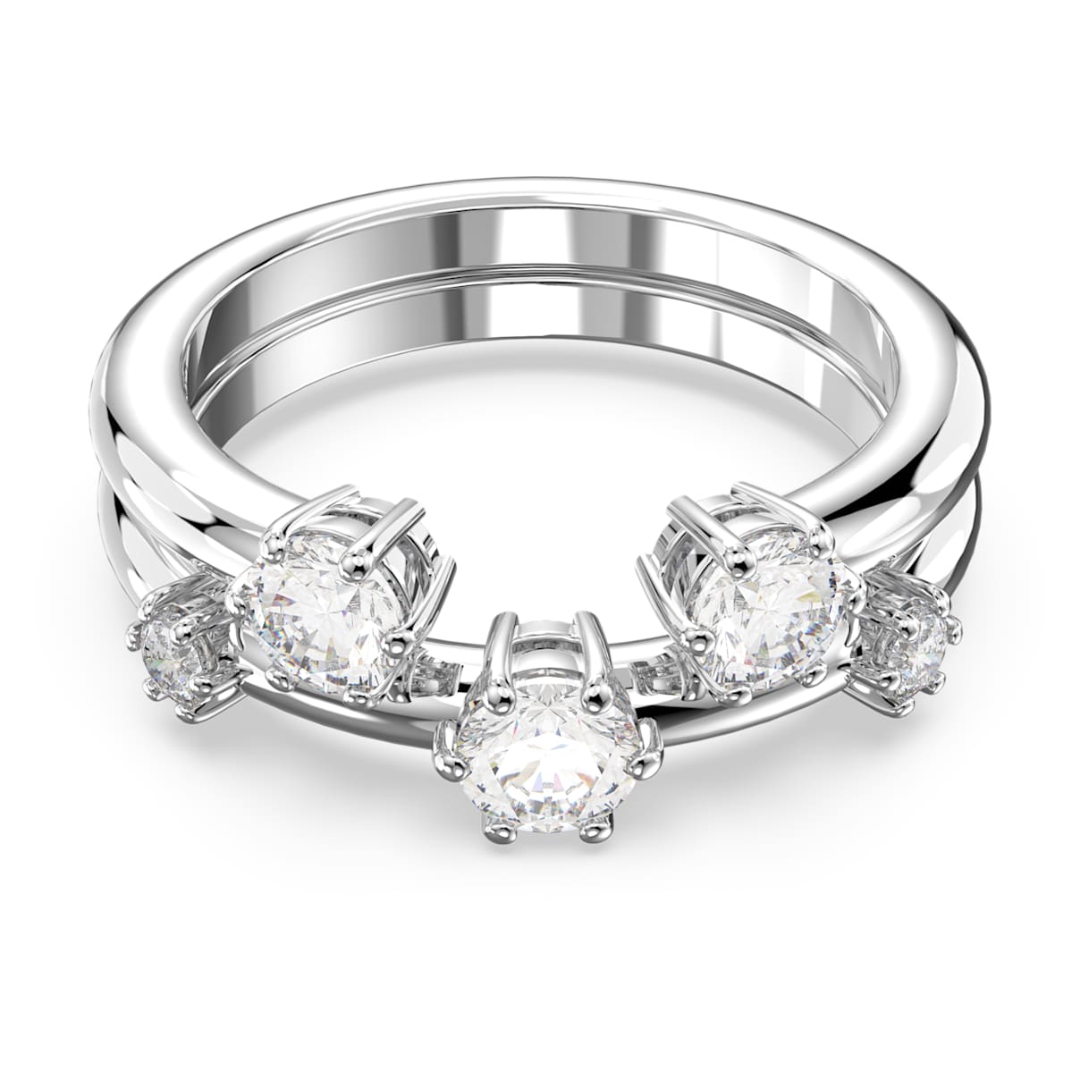 CONSTELLA RING SET 2 ROUND CUT WHITE RHODIUM PLATED