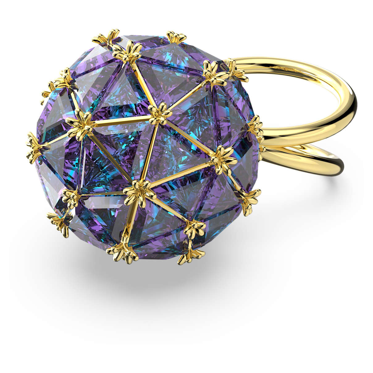 CURIOSA COCKTAIL RING TRIANGLE CUT BLUE GOLD TONE PLATED