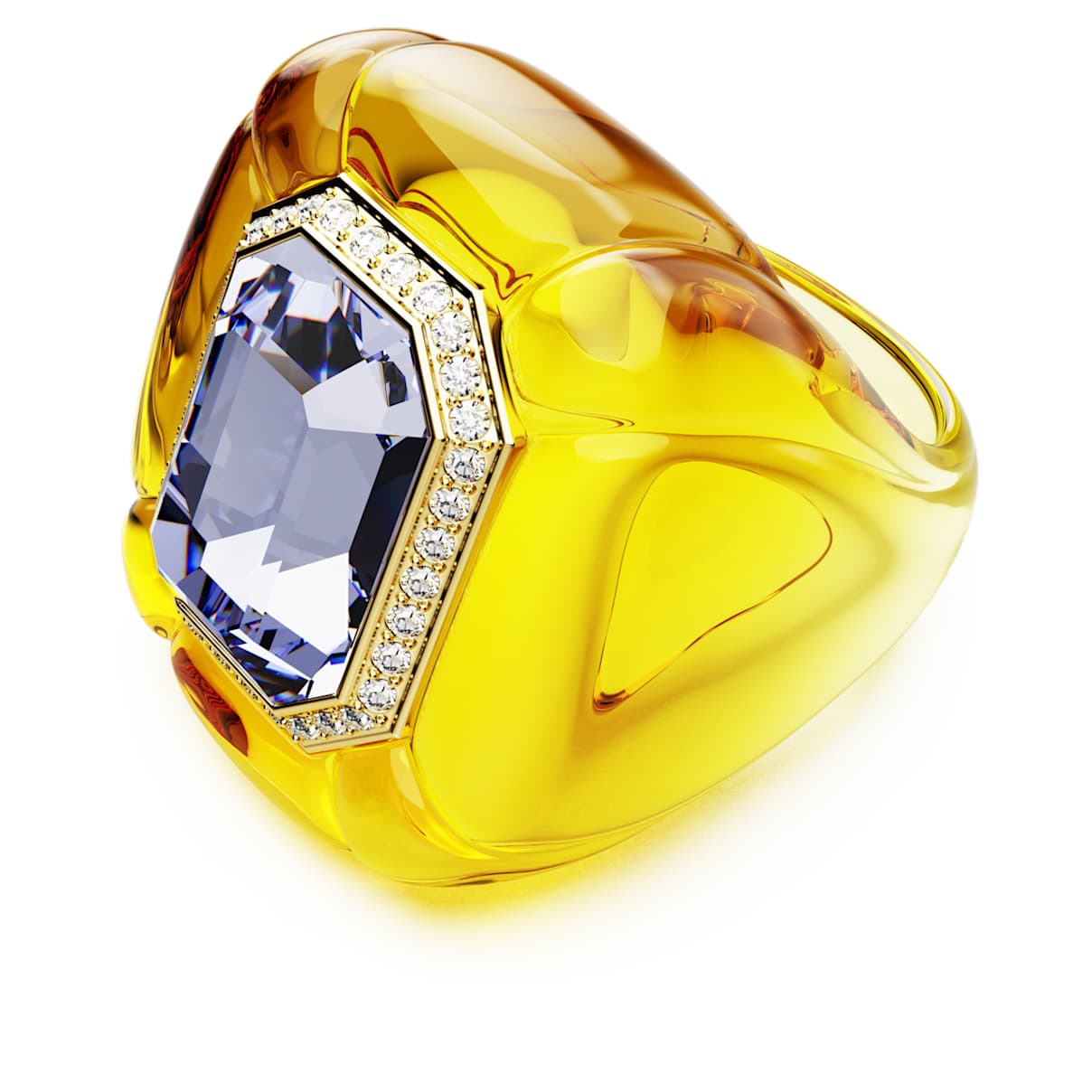 DULCIS COCKTAIL RING CUSHION CUT PAVE YELLOW