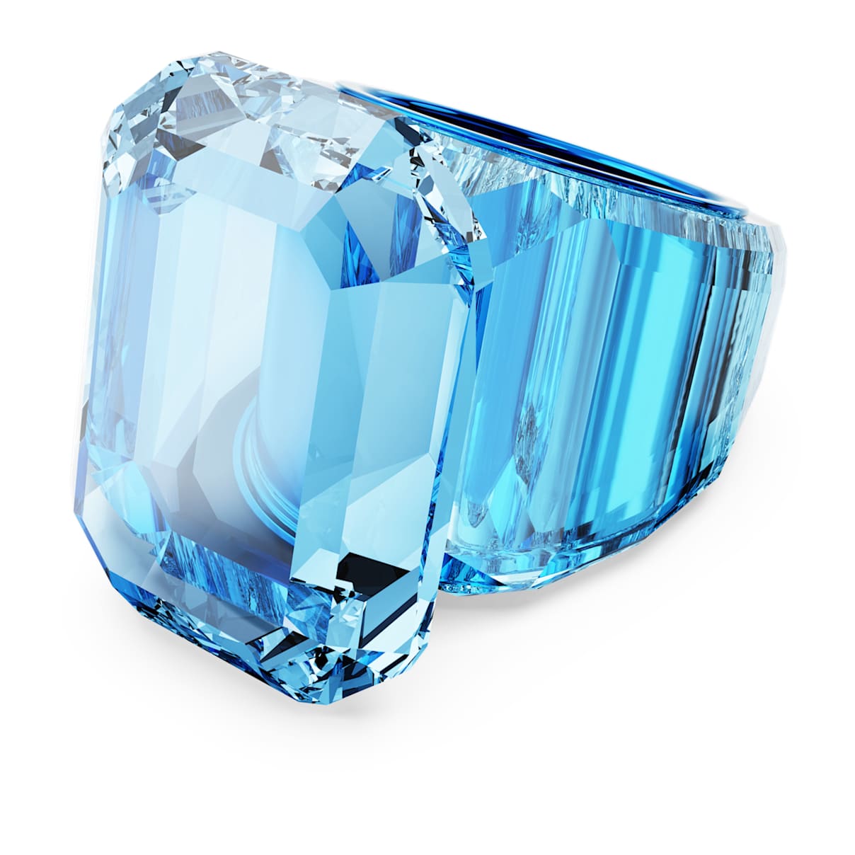 LUCENT COCKTAIL RING OCTAGON CUT BLUE