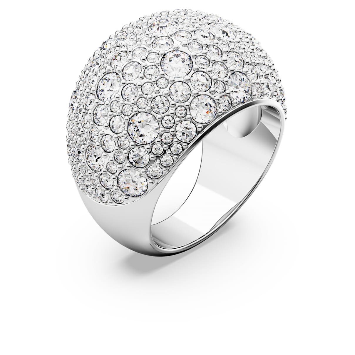 LUNA COCKTAIL RING MOON WHITE RHODIUM PLATED