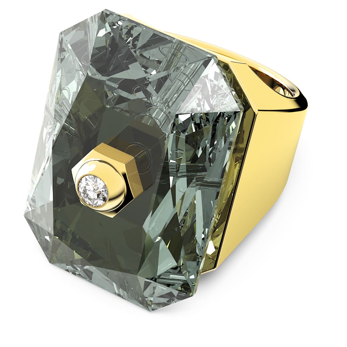 NUMINA COCKTAIL RING OCTAGON CUT GRAY GOLD TONE PLATED