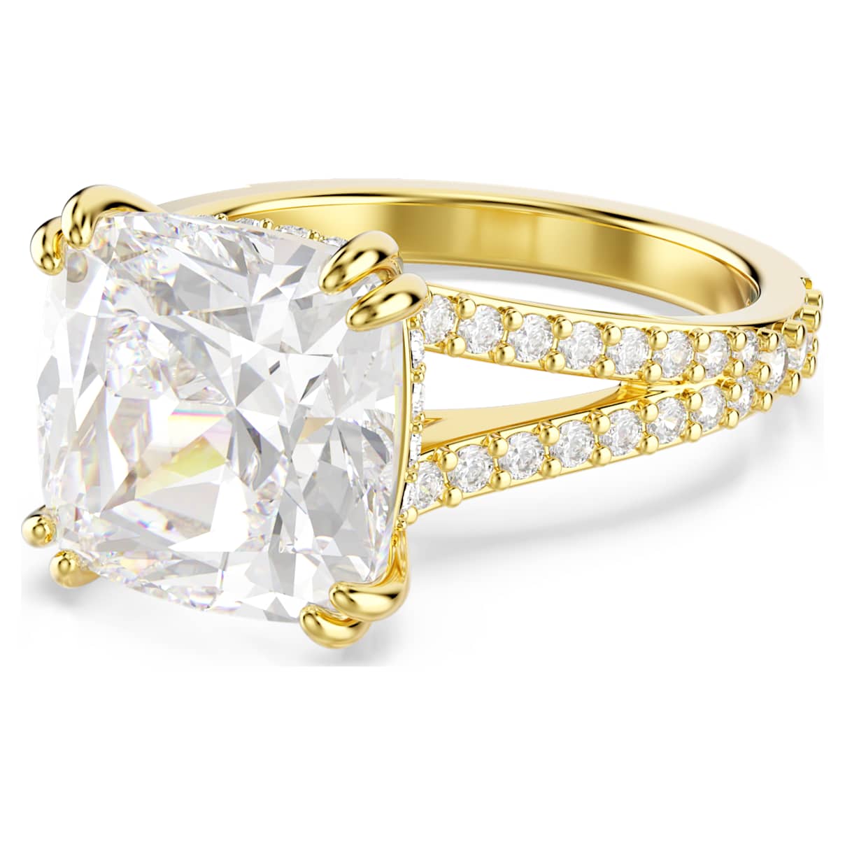 STILLA COCKTAIL RING SQUARE CUT PAVE WHITE GOLD TONE PLATED