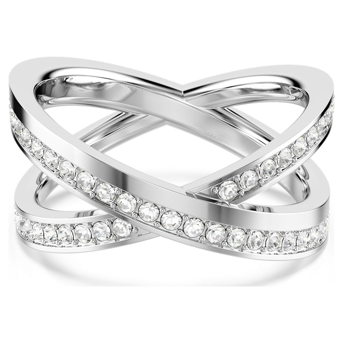 DELTA RING ROUND CUT WHITE RHODIUM PLATED