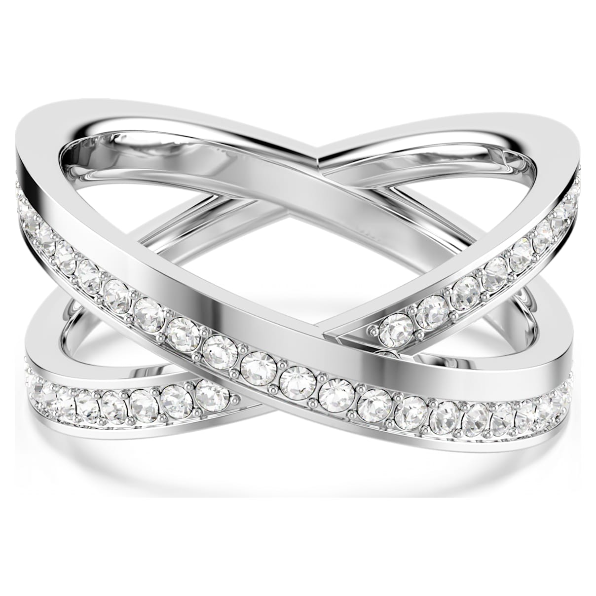 DELTA RING ROUND CUT WHITE RHODIUM PLATED
