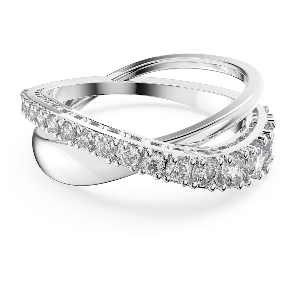 HYPERBOLA RING ROUND CUT WHITE RHODIUM PLATED