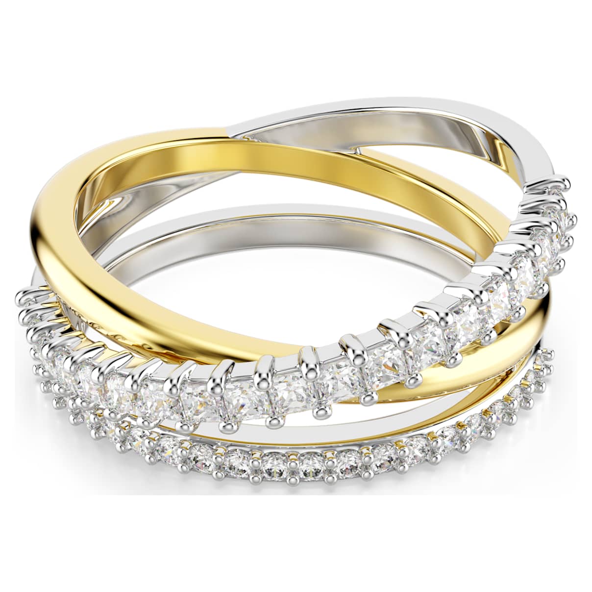 HYPERBOLA RING MIXED CUTS WHITE MIXED METAL FINISH