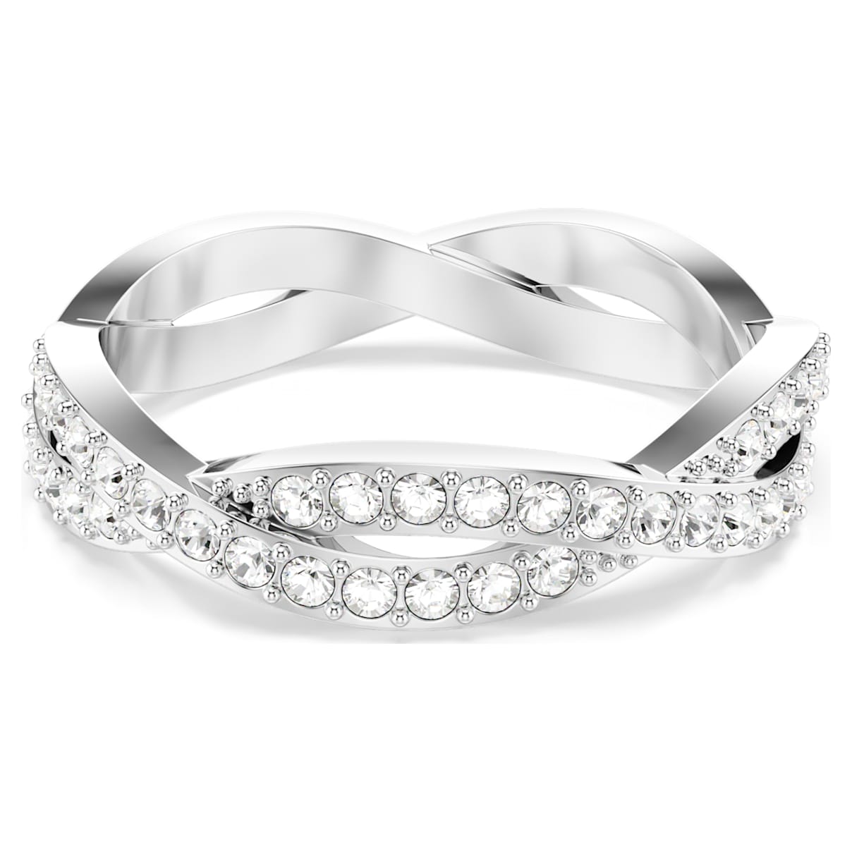 INFINITY RING ROUND CUT WHITE RHODIUM PLATED