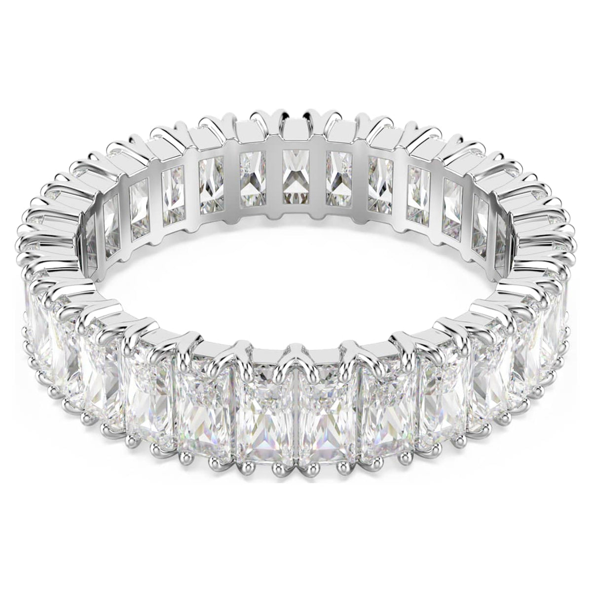 MATRIX RING BAGUETTE CUT WHITE SILVER TONE FINISH