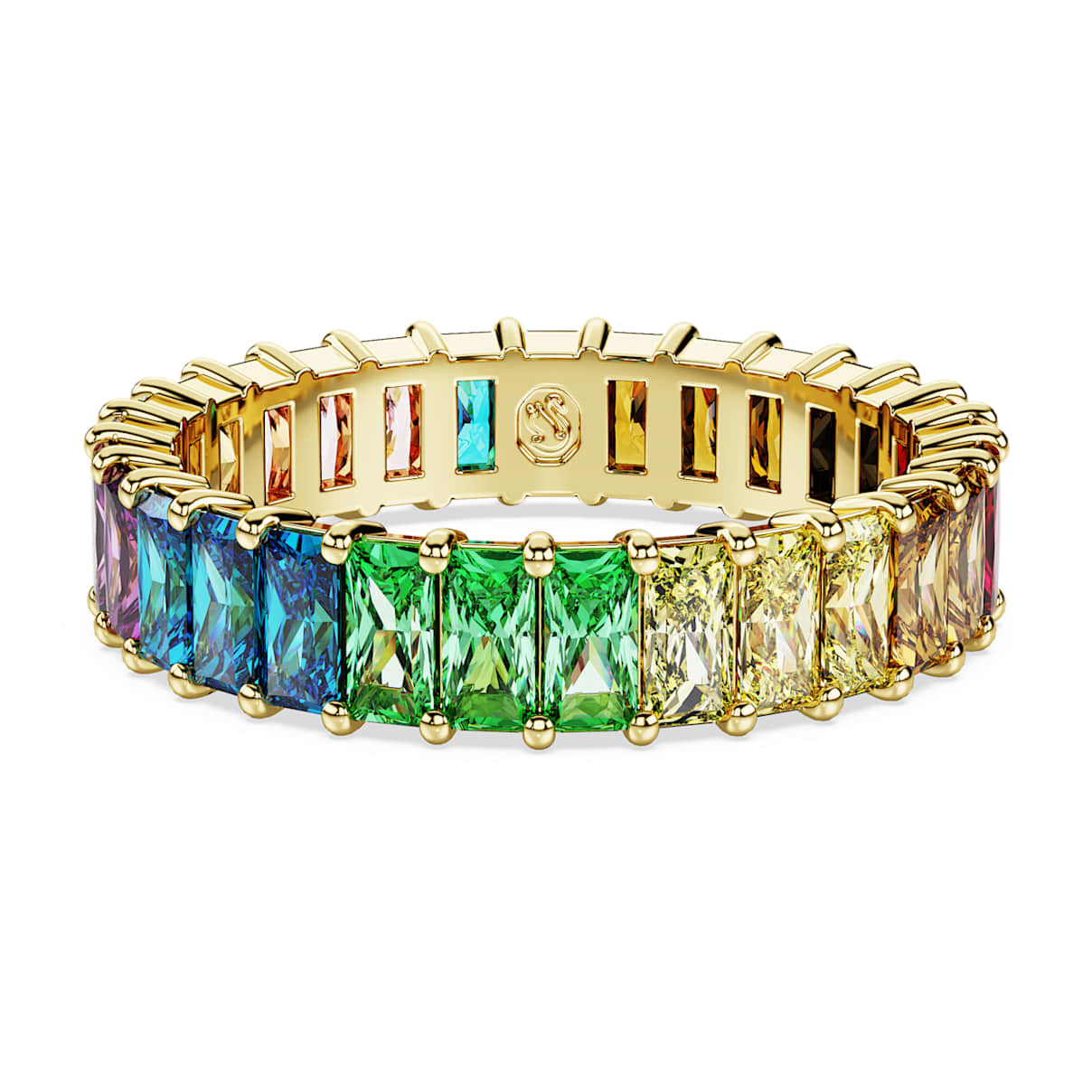 MATRIX RING BAGUETTE CUT MULTICOLORED GOLD TONE PLATED