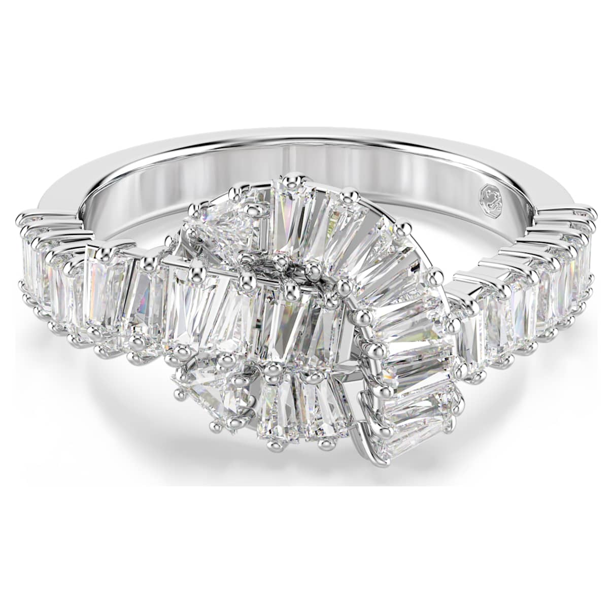 MATRIX RING BAGUETTE CUT KNOT WHITE RHODIUM PLATED