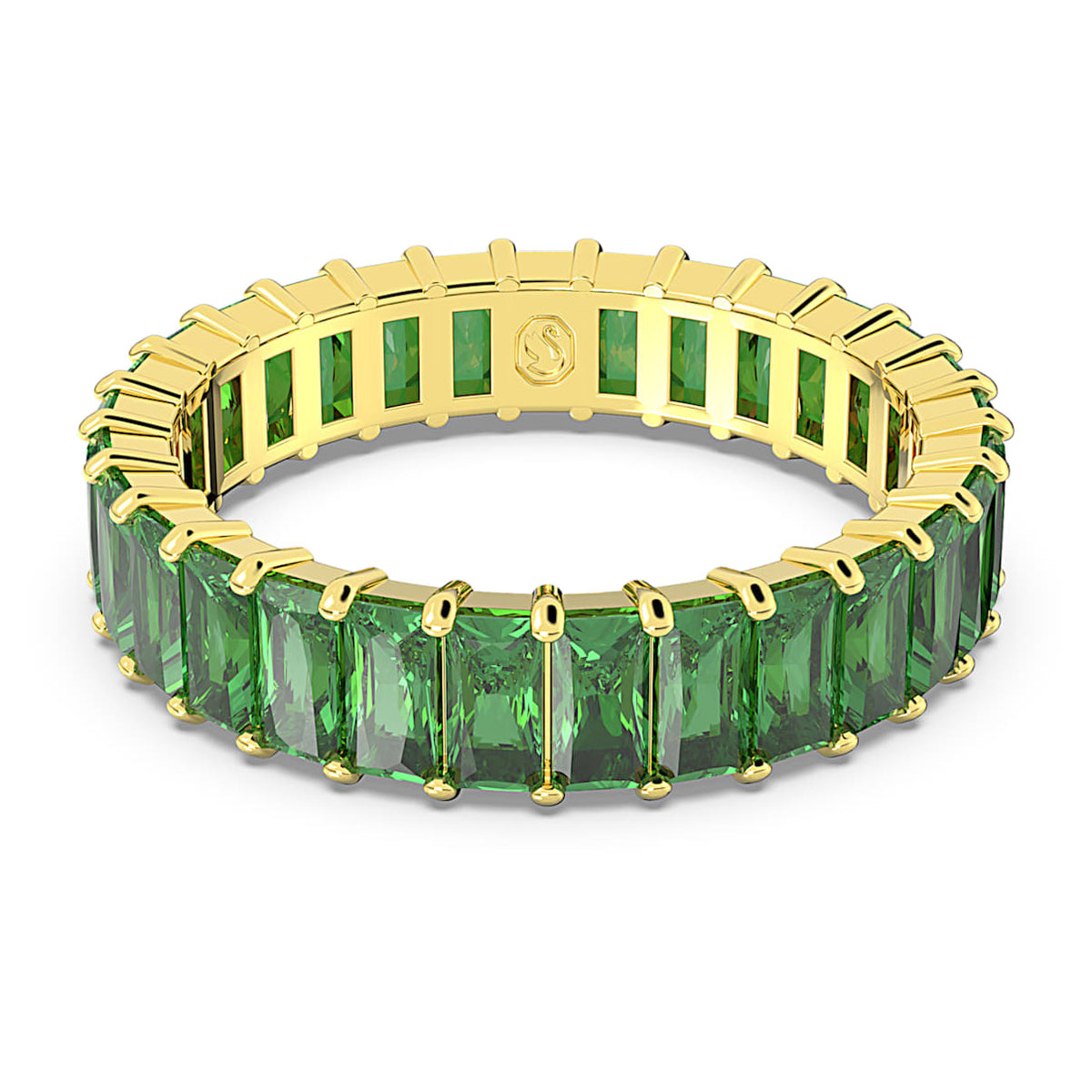MATRIX RING BAGUETTE CUT GREEN GOLD TONE PLATED