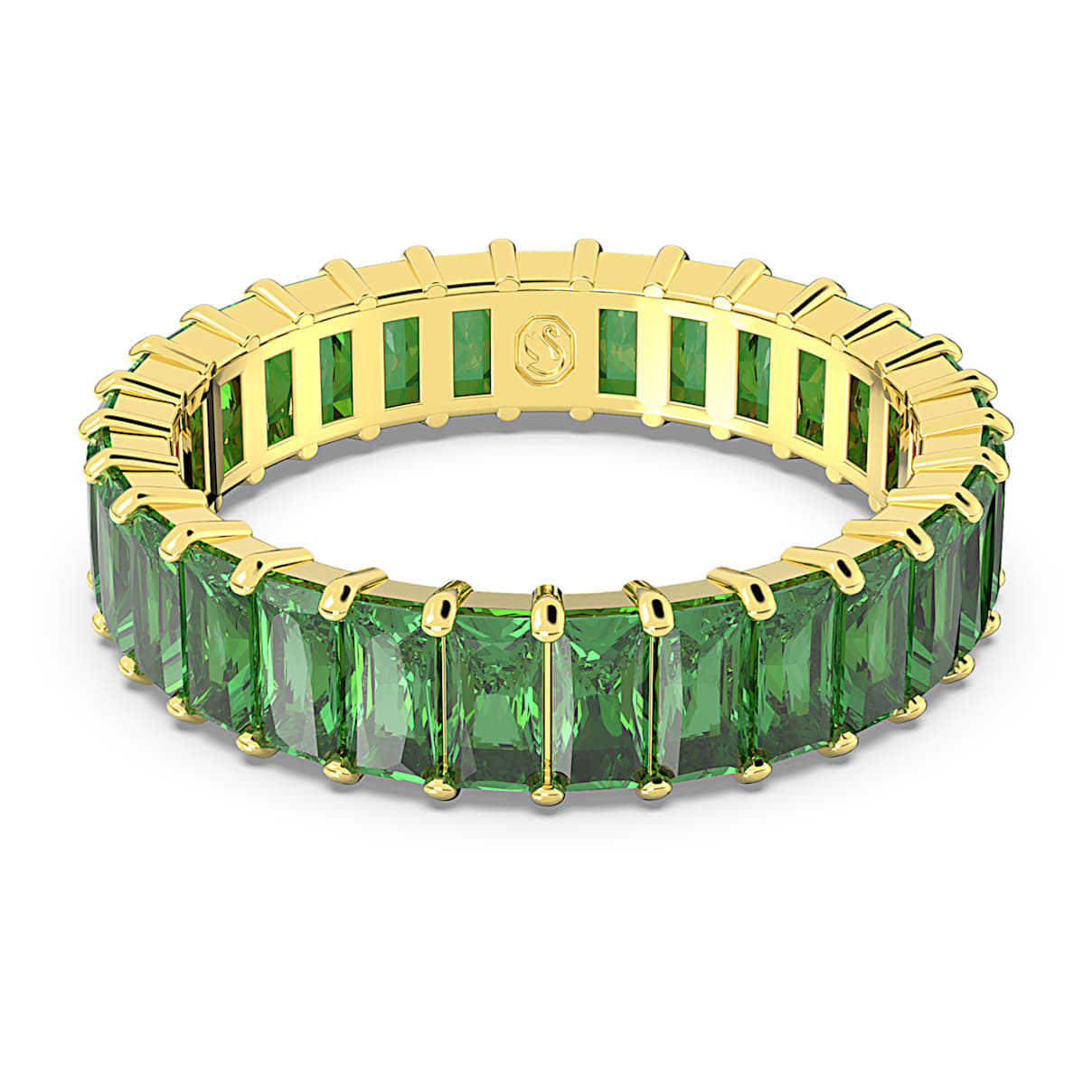 MATRIX RING BAGUETTE CUT GREEN GOLD TONE PLATED