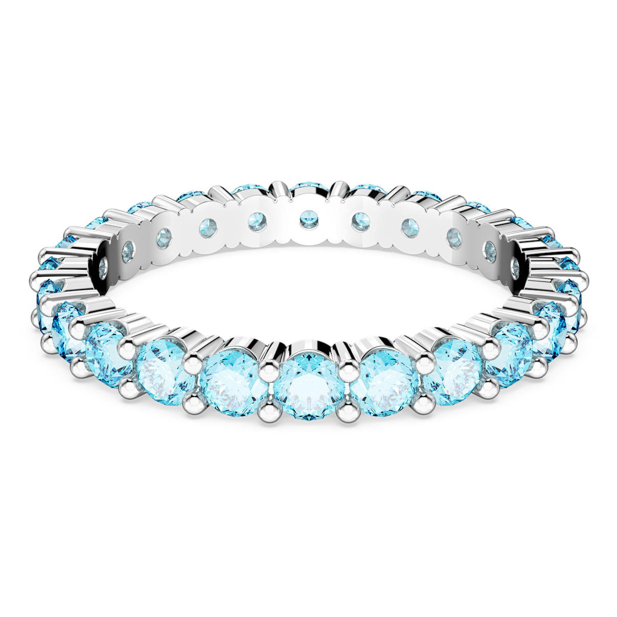MATRIX RING ROUND CUT BLUE RHODIUM PLATED