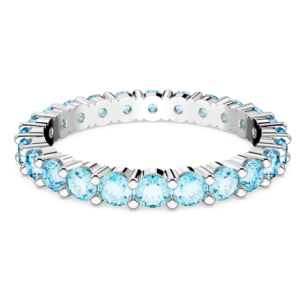 MATRIX RING ROUND CUT BLUE RHODIUM PLATED