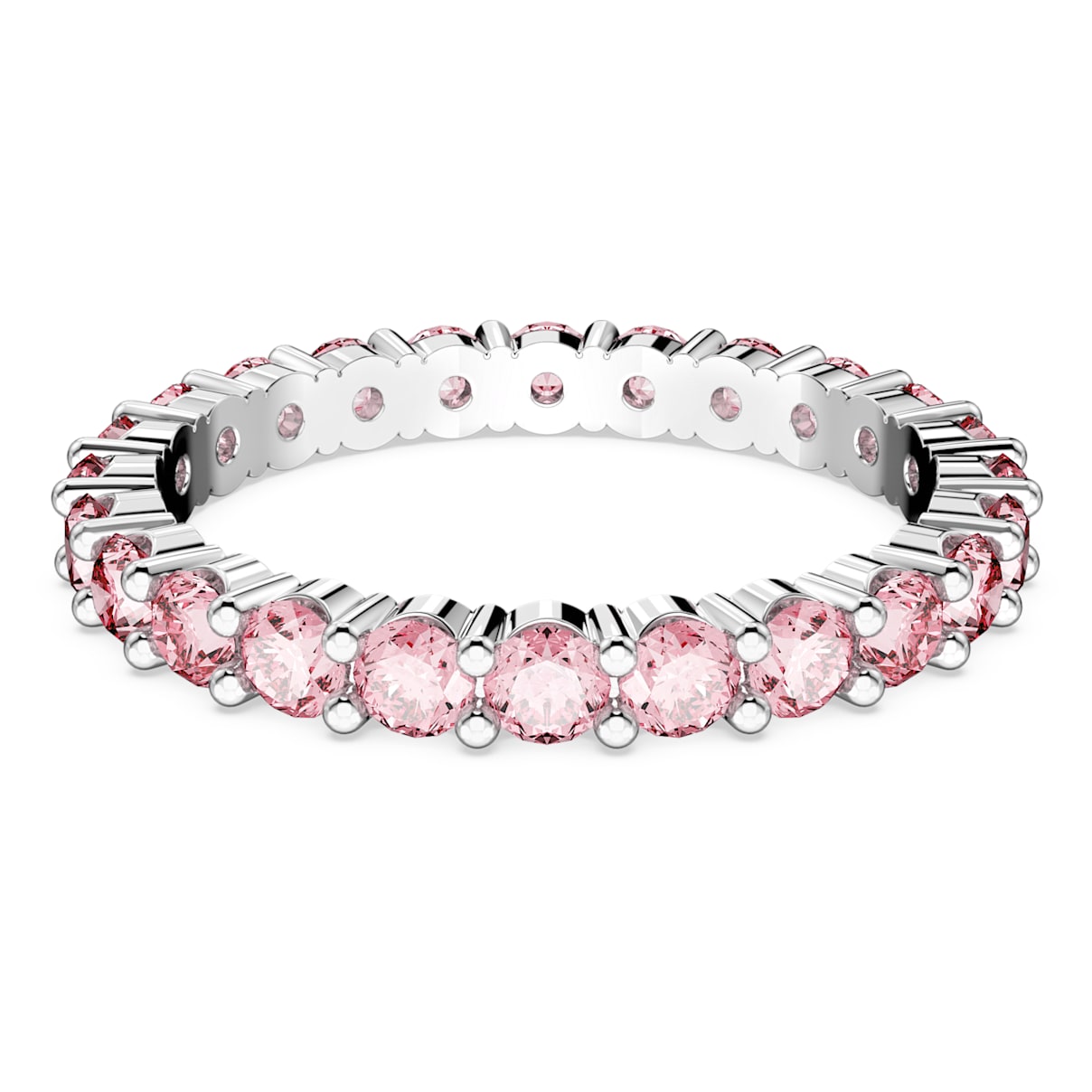 MATRIX RING ROUND CUT PINK RHODIUM PLATED