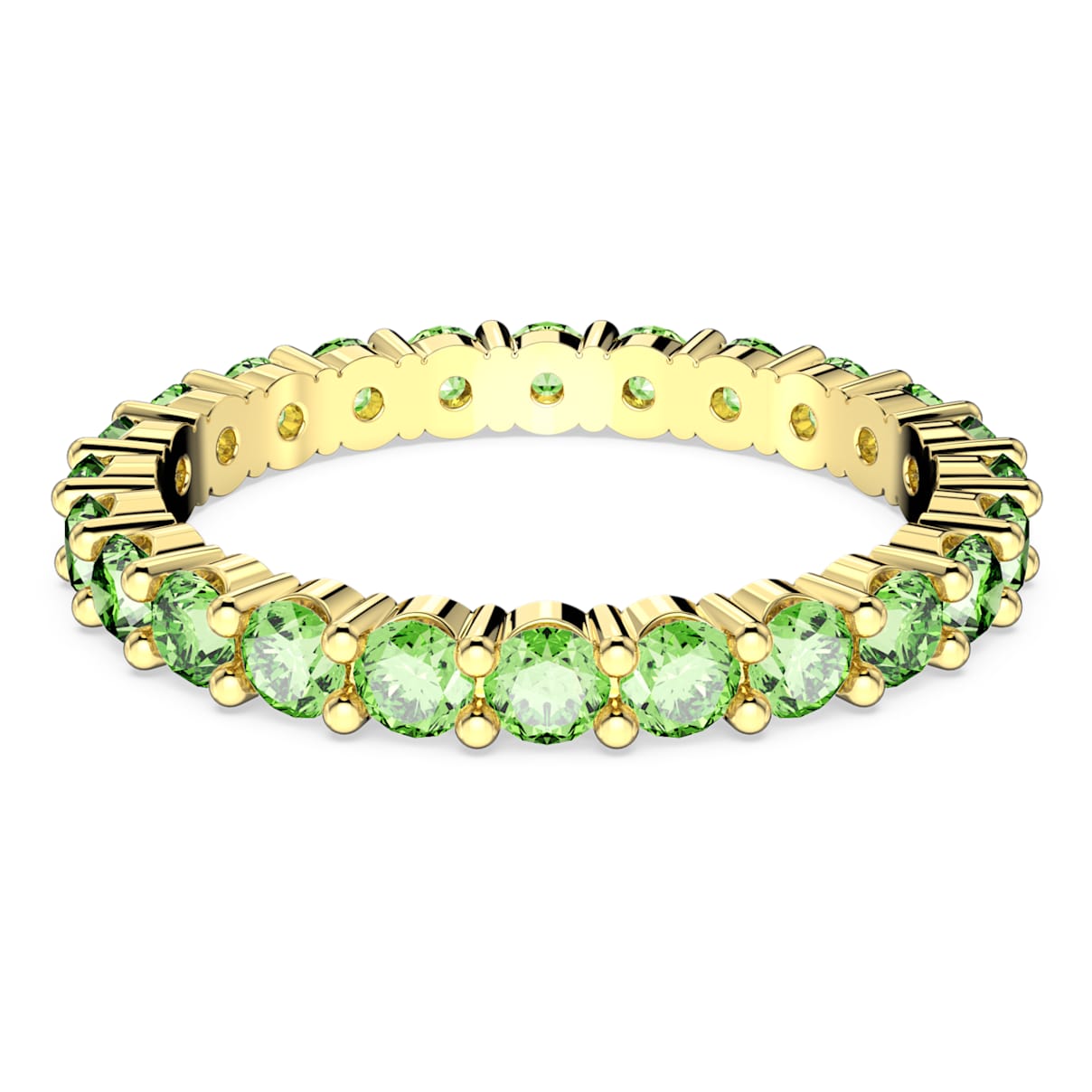 MATRIX RING ROUND CUT GREEN GOLD TONE PLATED
