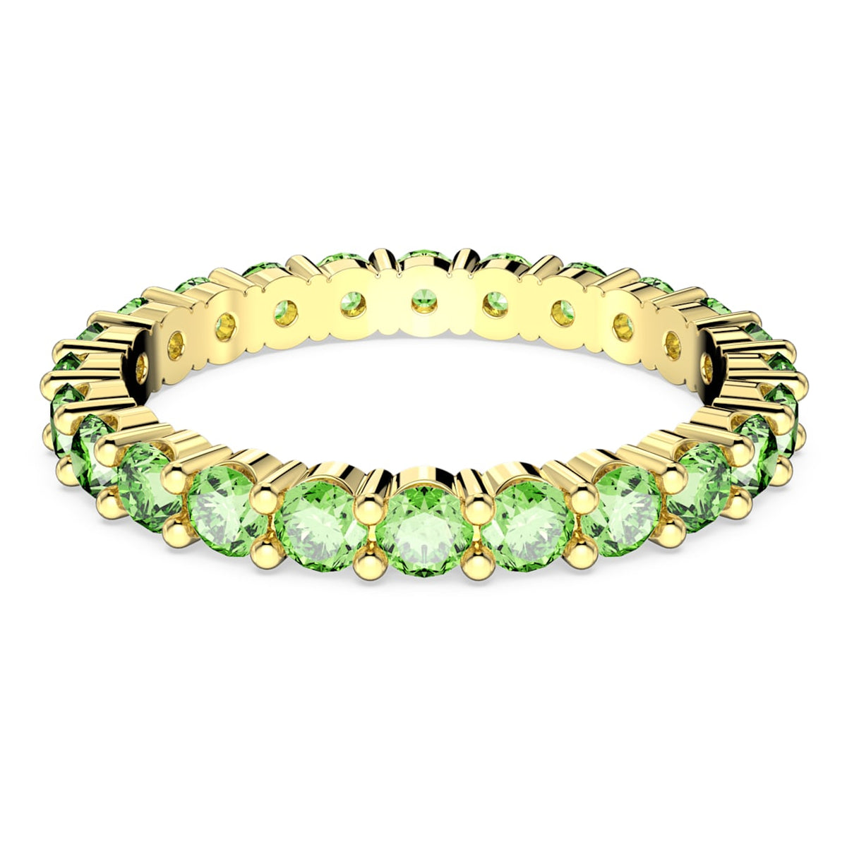 MATRIX RING ROUND CUT GREEN GOLD TONE PLATED