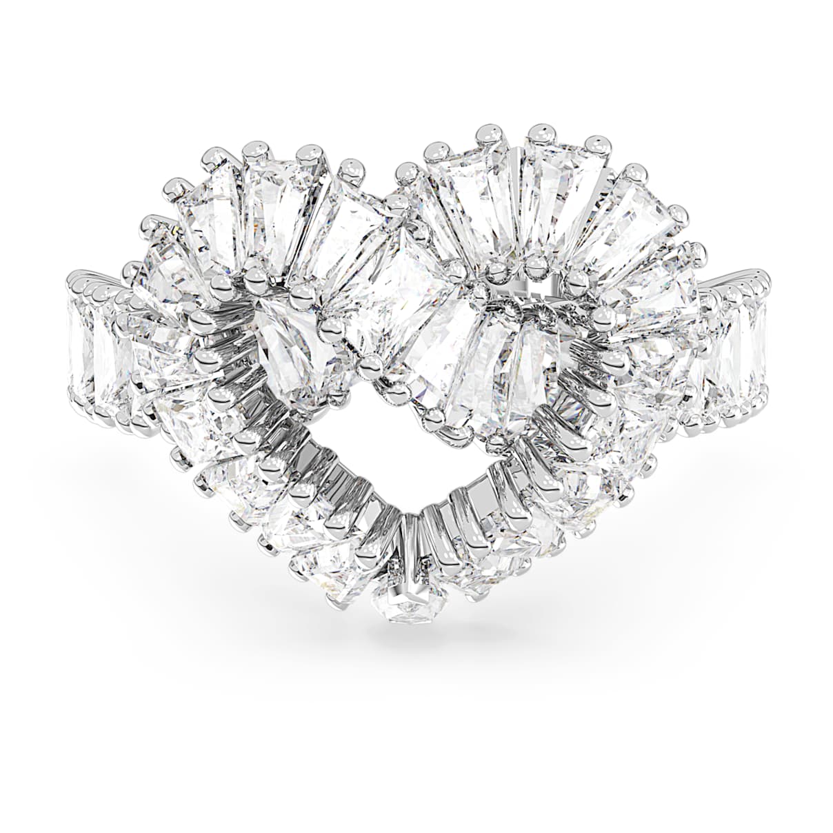 MATRIX RING MIXED CUTS HEART WHITE RHODIUM PLATED
