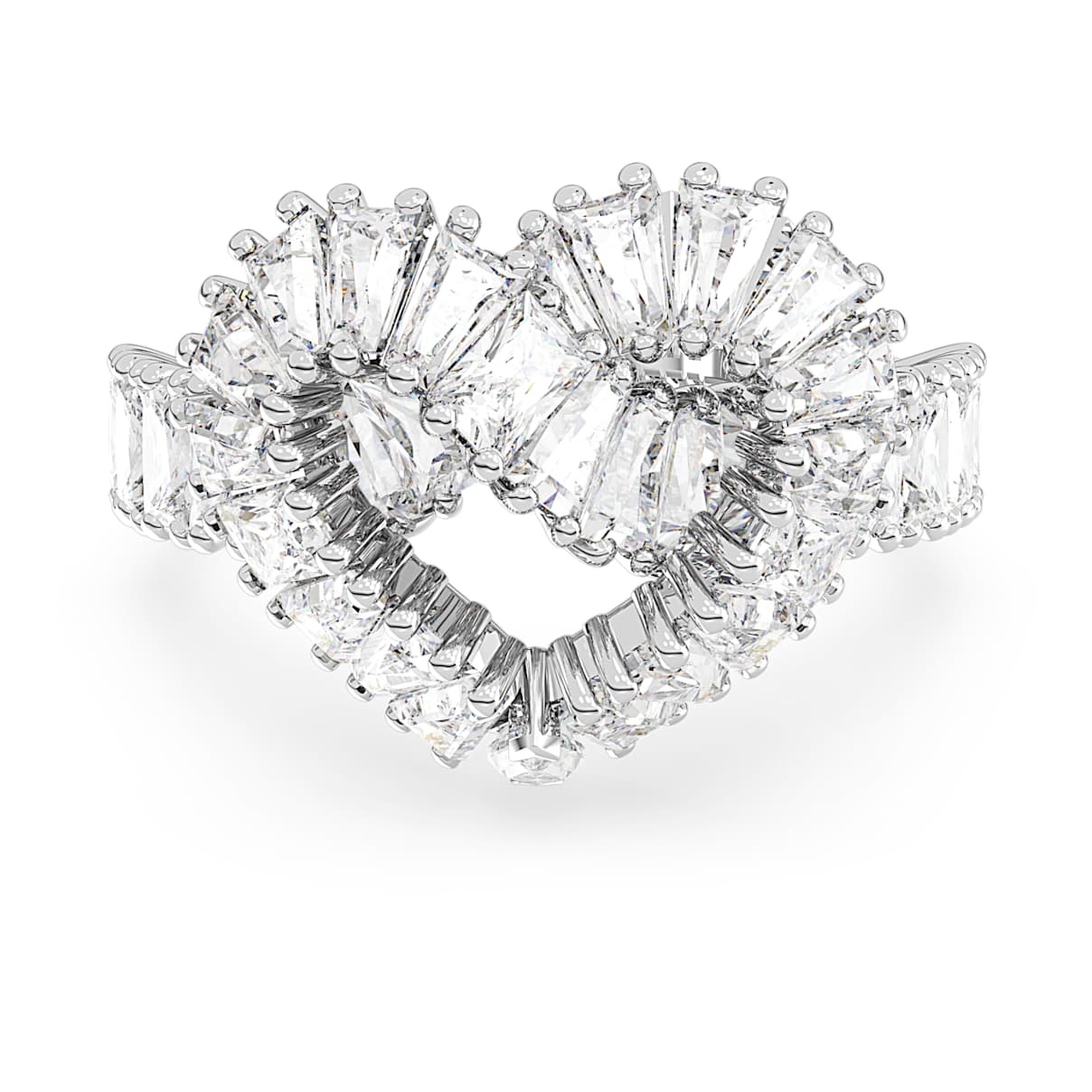 MATRIX RING MIXED CUTS HEART WHITE RHODIUM PLATED
