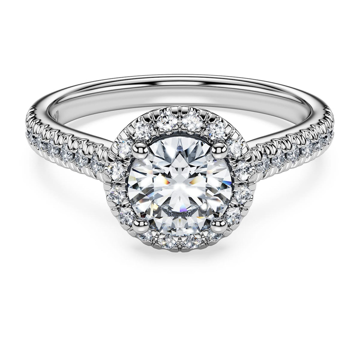 ETERNITY HALO SOLITAIRE RING LAB GROWN DIAMONDS 1 33 CT TW ROUND SHAPE 14K WHITE GOLD