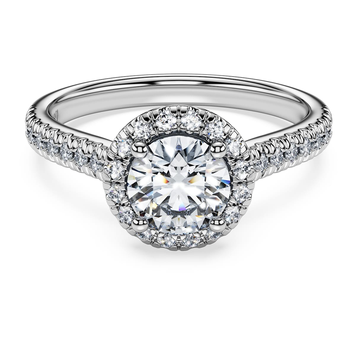 ETERNITY HALO SOLITAIRE RING LAB GROWN DIAMONDS 1 33 CT TW ROUND SHAPE 14K WHITE GOLD