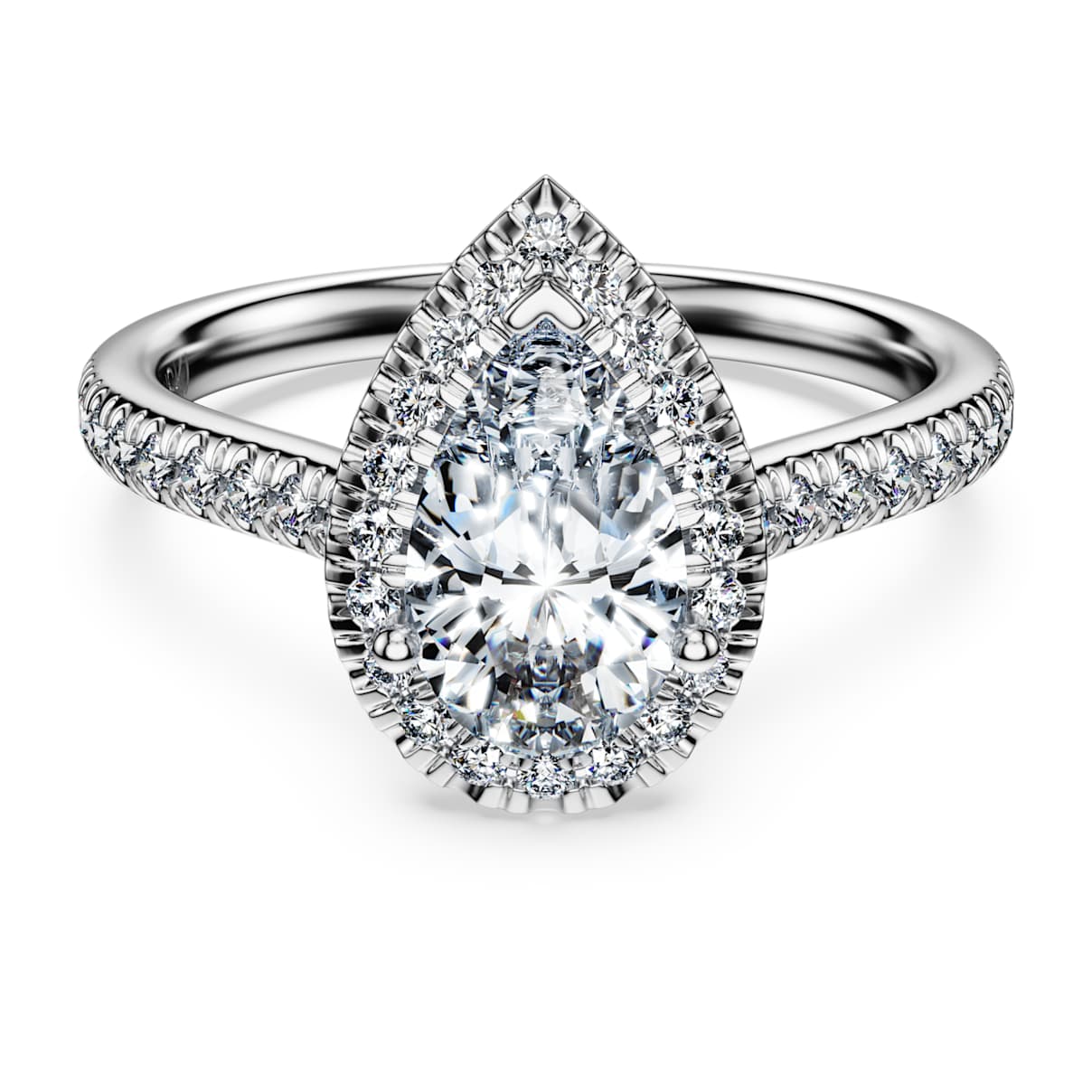 ETERNITY HALO SOLITAIRE RING LAB GROWN DIAMONDS 1 3 CT TW PEAR SHAPE 14K WHITE GOLD