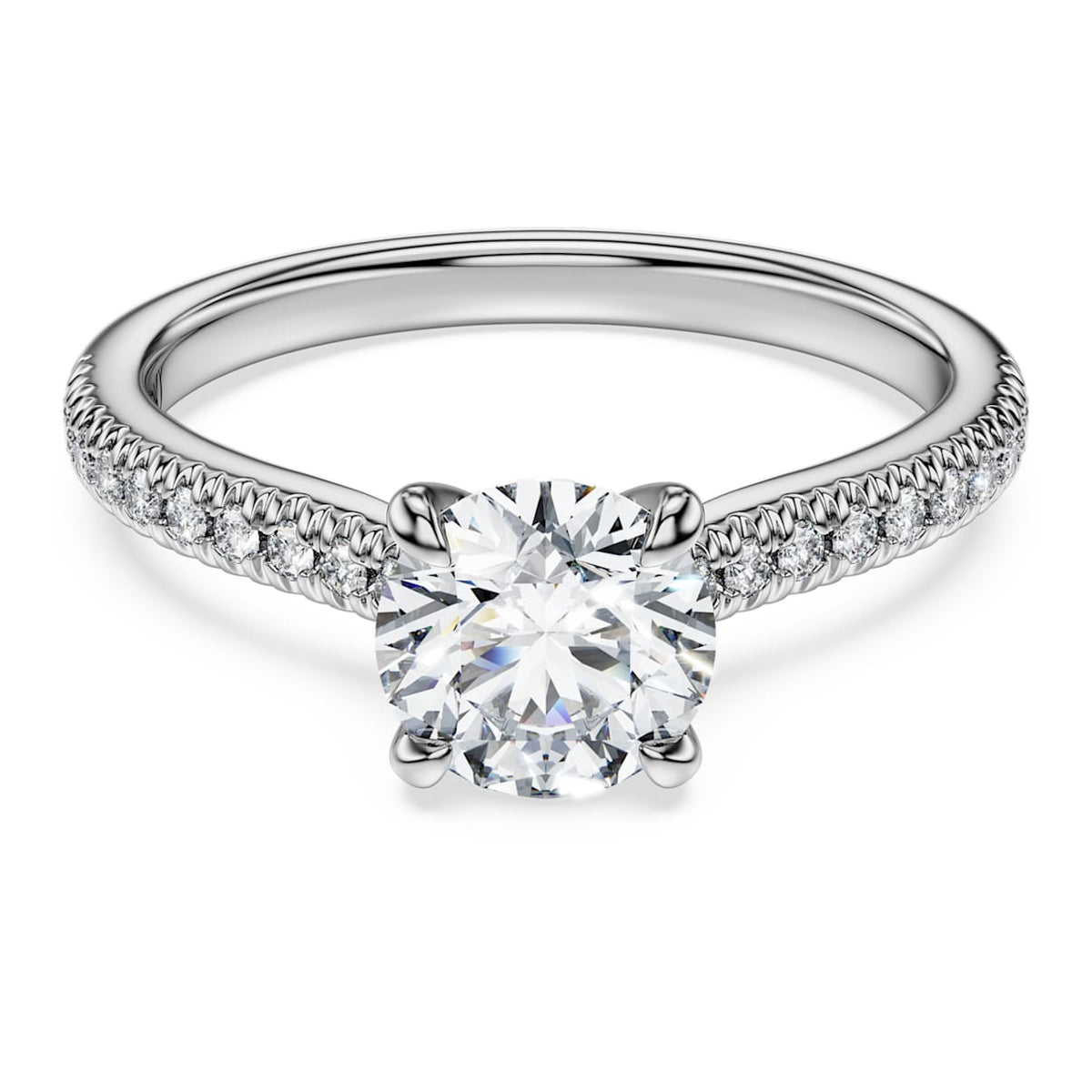 ETERNITY SOLITAIRE RING LAB GROWN DIAMONDS 1 2 CT TW ROUND SHAPE 14K WHITE GOLD