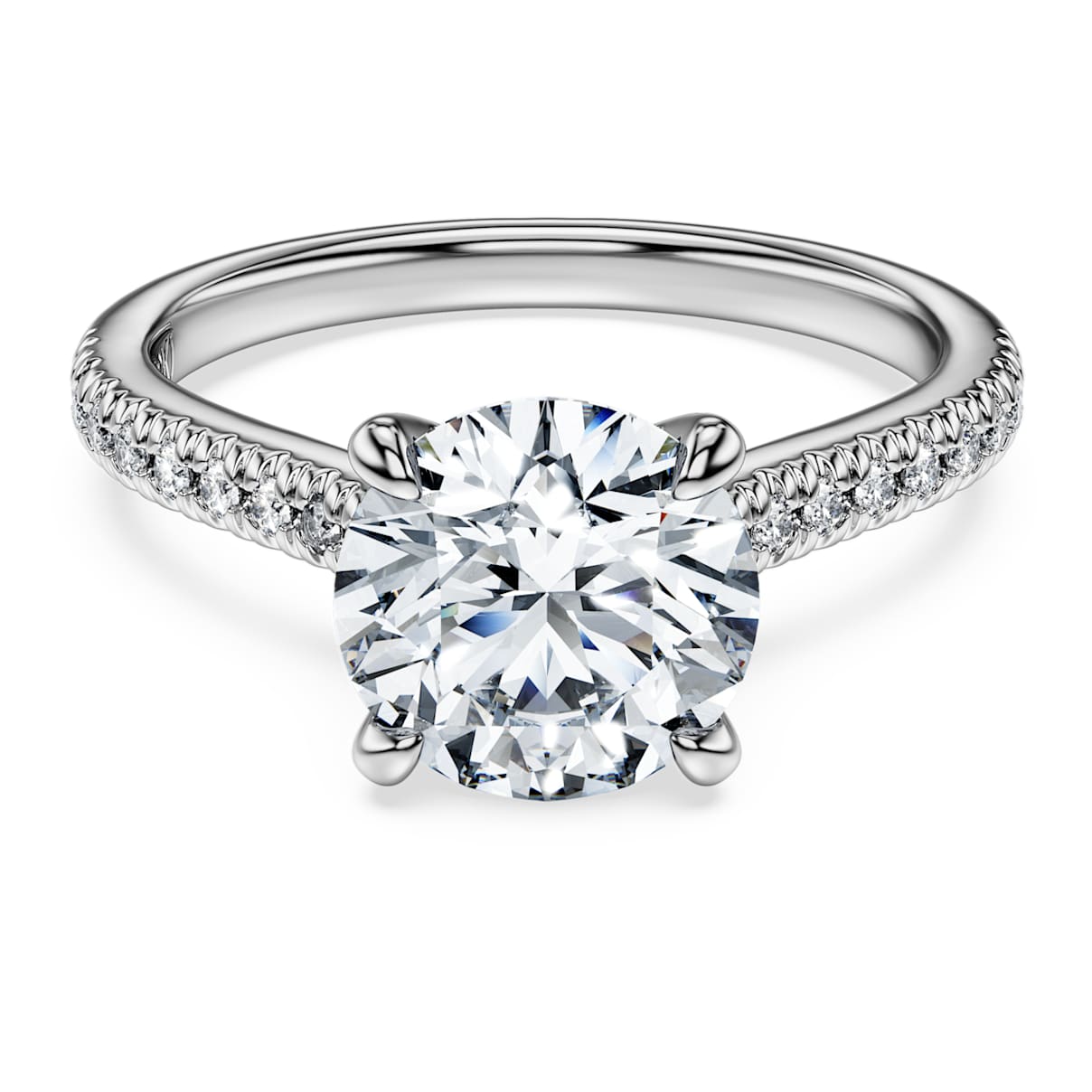 ETERNITY SOLITAIRE RING LAB GROWN DIAMONDS 2 2 CT TW ROUND SHAPE 14K WHITE GOLD