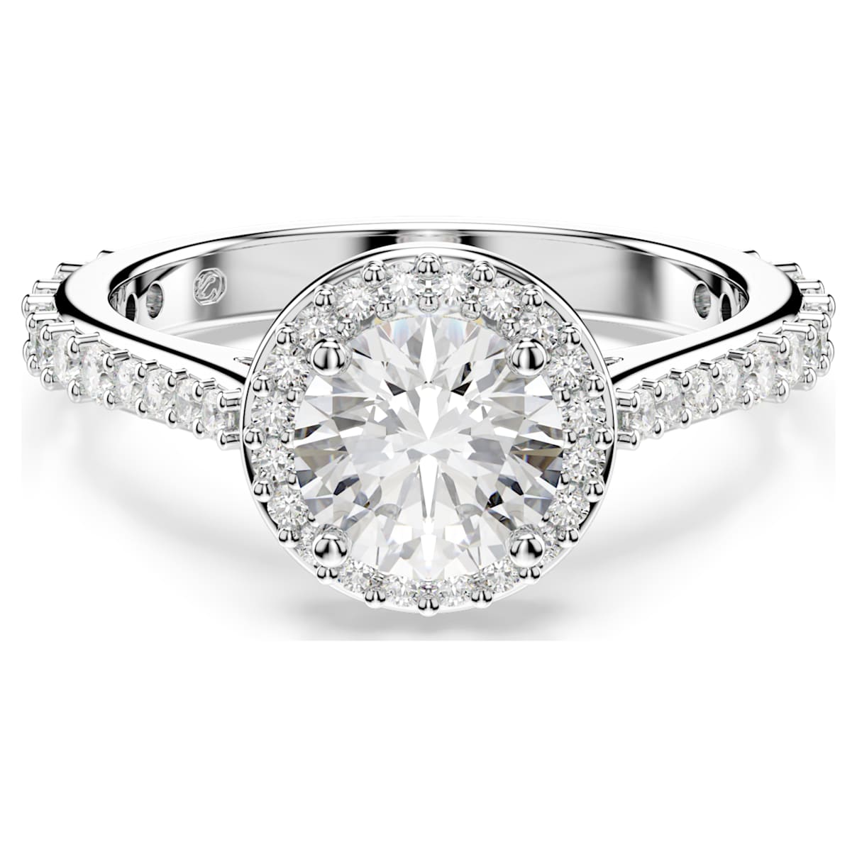UNA ANGELIC RING ROUND CUT WHITE SILVER TONE FINISH