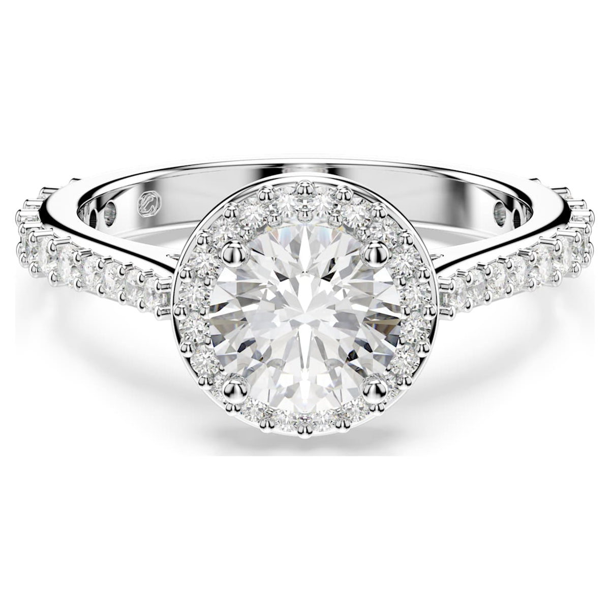 UNA ANGELIC RING ROUND CUT WHITE SILVER TONE FINISH