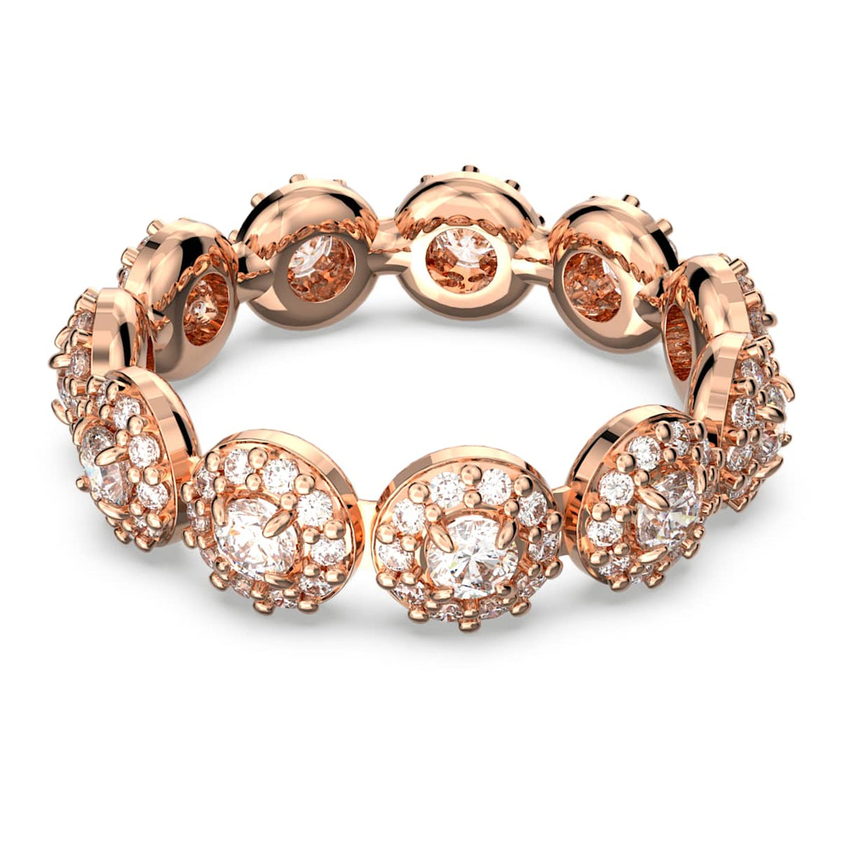 UNA ANGELIC RING ROUND CUT WHITE ROSE GOLD TONE PLATED