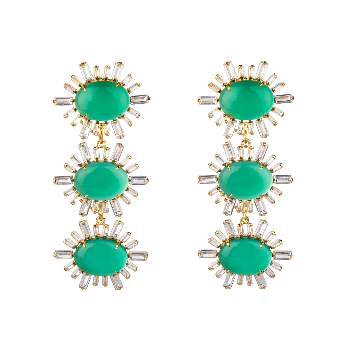 Ann Margaret Earrings Green Onyx