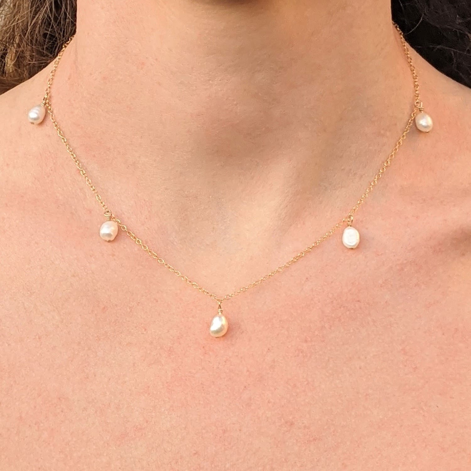 Annalise Five Pearl Gold Filled Necklace