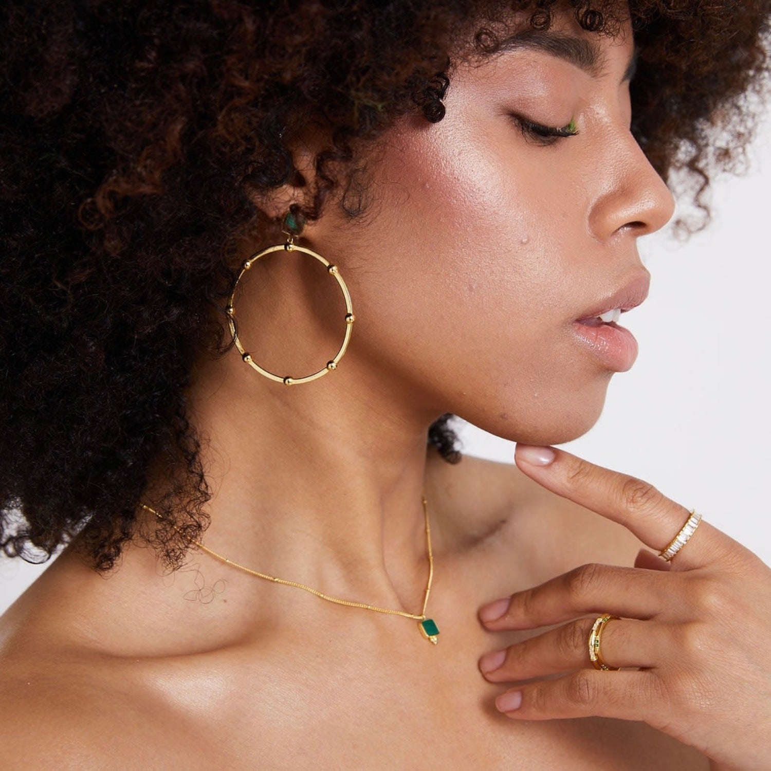 Annie Apple Dulcie Sterling Silver, Gold Vermeil, Green Malachite Pendant Beaded Necklace