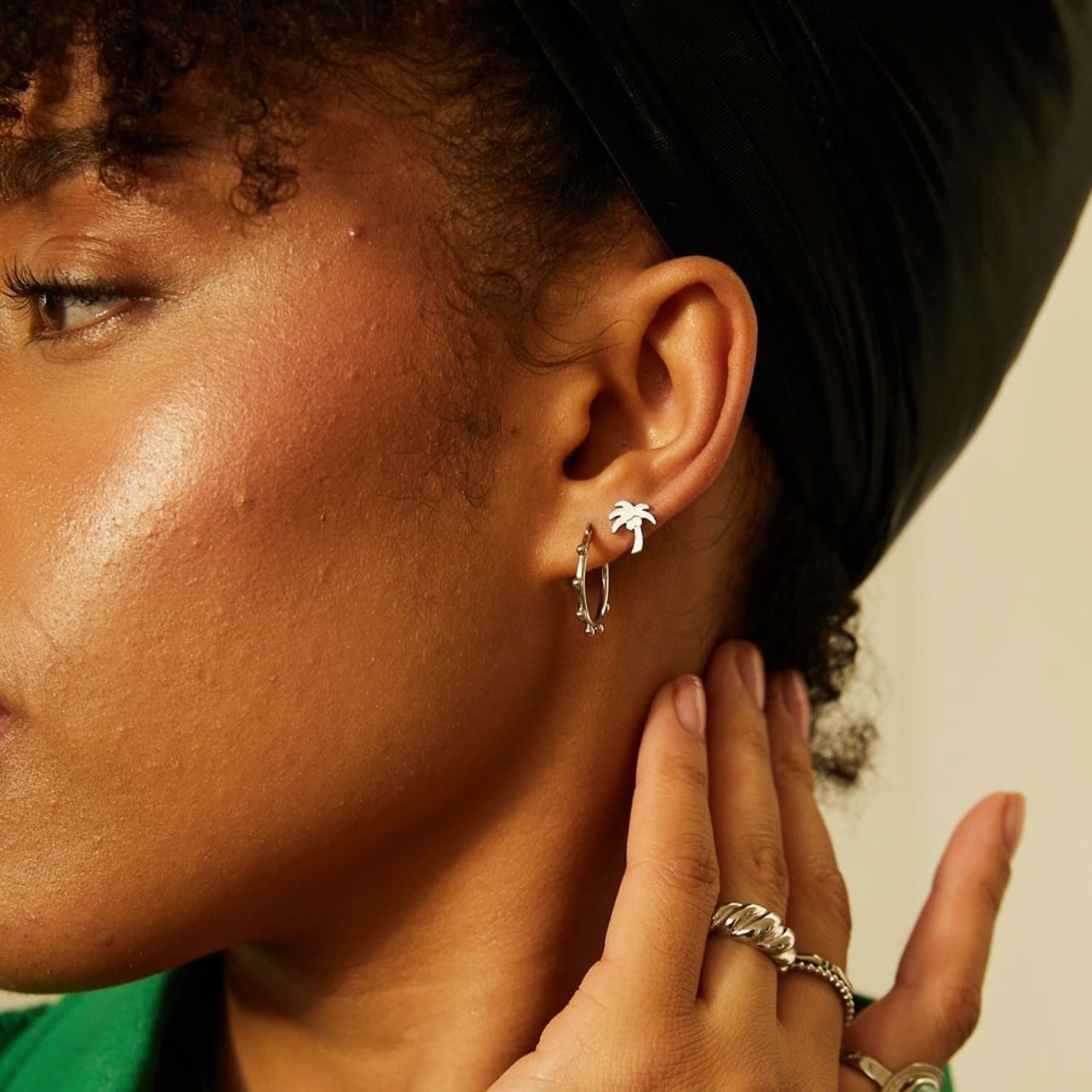 Annie Apple Elsie Sterling Silver Bobble Hoop Earrings