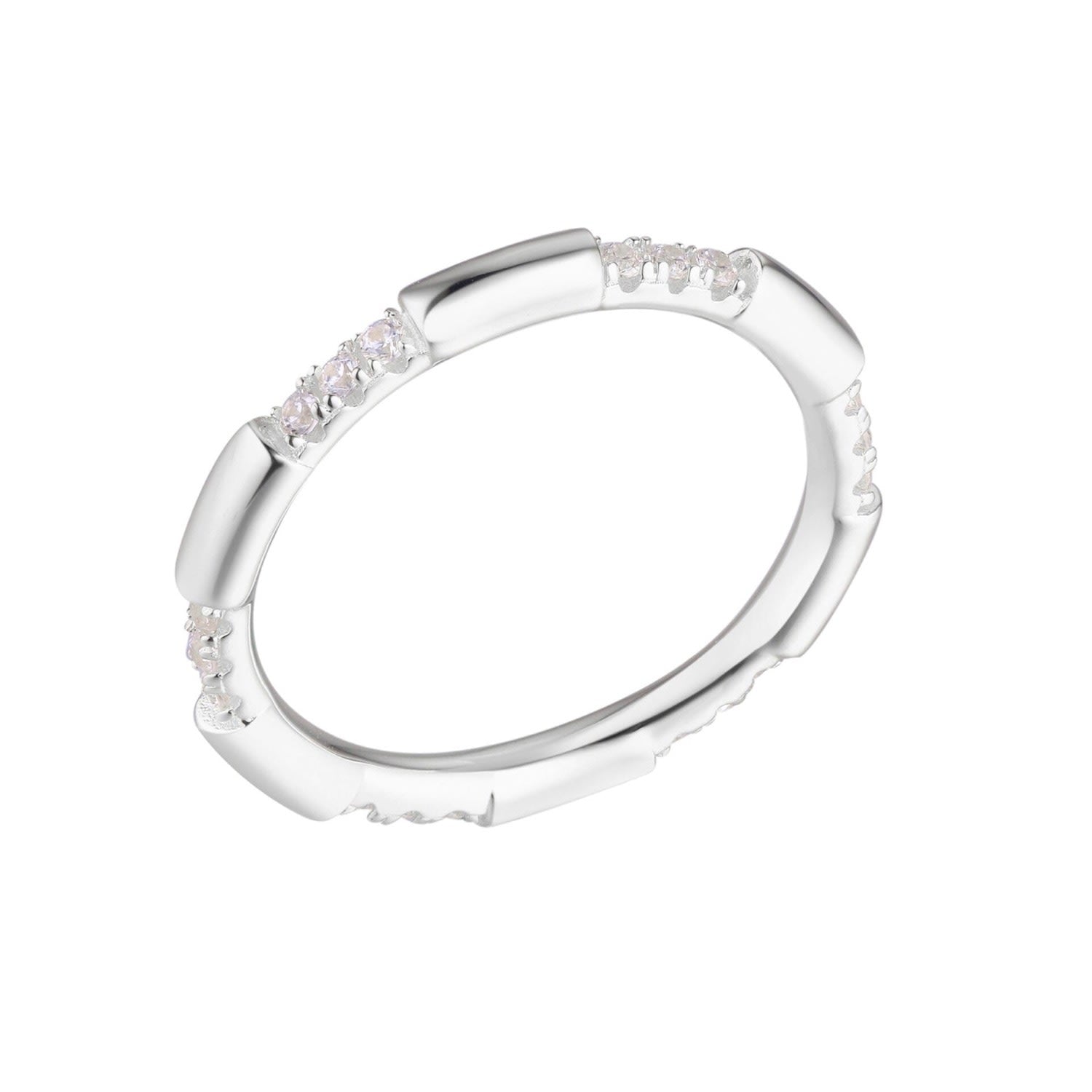 Annie Apple Layana Sterling Silver White Topaz Fine Band Stacking Ring