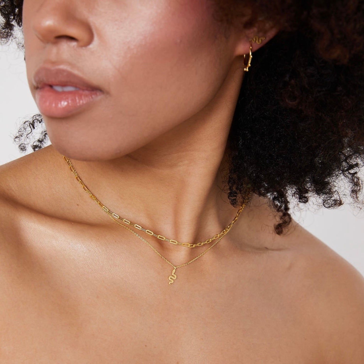 Annie Apple Rio Sterling Silver, Gold Vermeil Winding Snake Pendant Charm Necklace