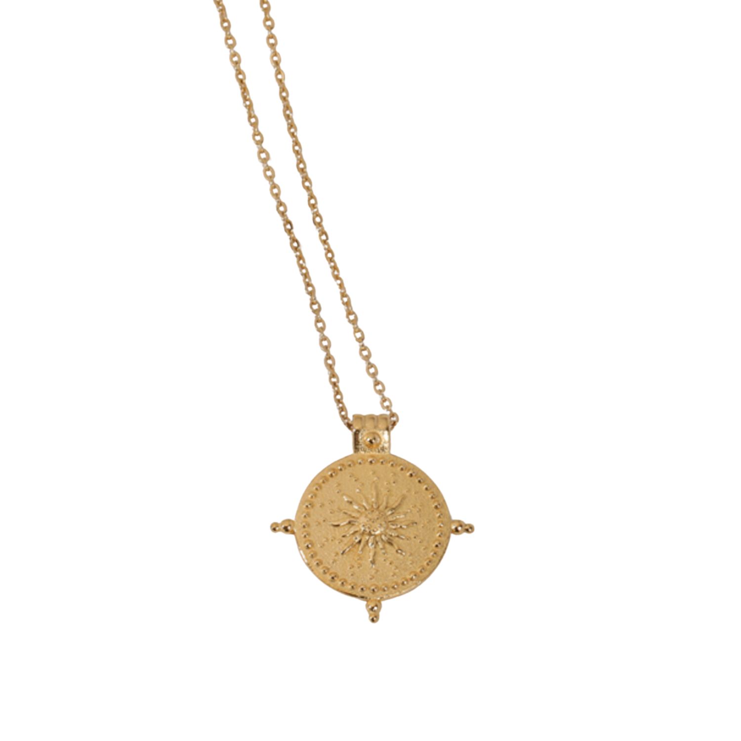 Annie Apple Soleil Gold Sun Coin Necklace Stainless Steel
