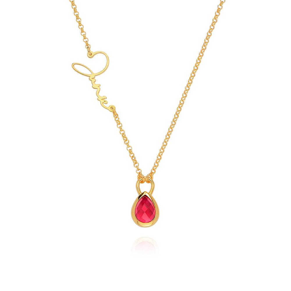 Annie Teardrop Name Necklace with Gemstones in 18K Gold Vermeil